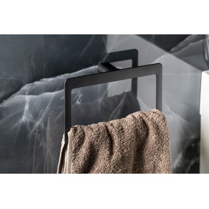 Gedy - Porta asciugamani da parete PIRENEI 15x23 cm nero opaco
