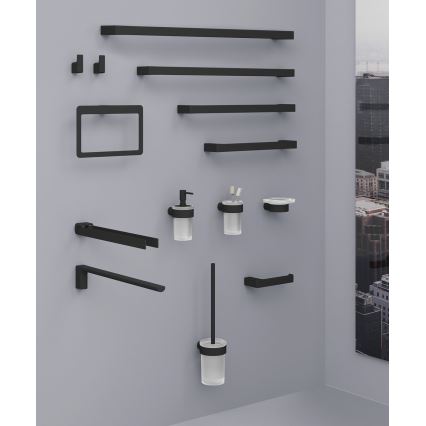 Gedy - Porta asciugamani da parete PIRENEI 15x23 cm nero opaco