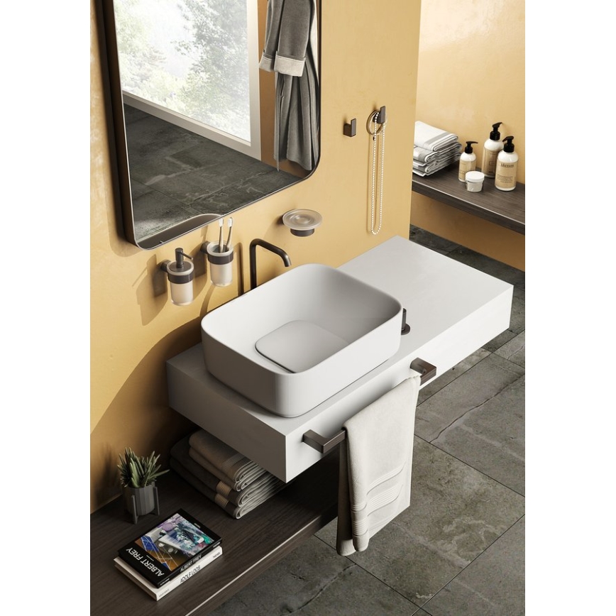 Gedy - Portasapone da parete PIRENEI vetro opalino/grigio metallizzato
