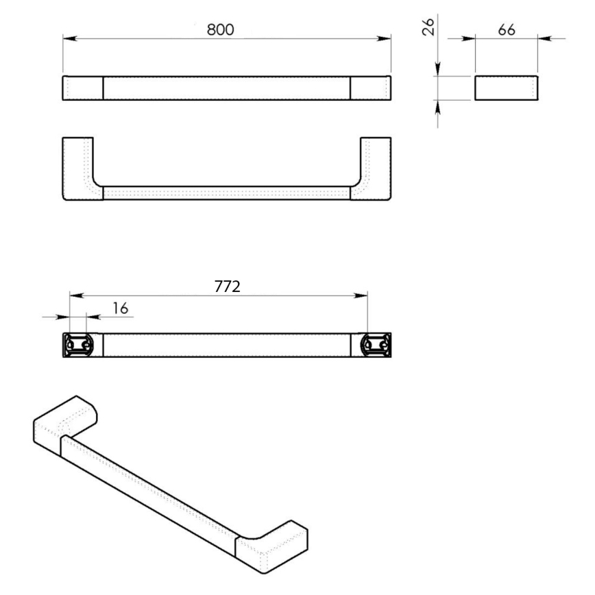 Gedy - Portasciugamani a parete PIRENEI 6,6x80 cm bianco opaco