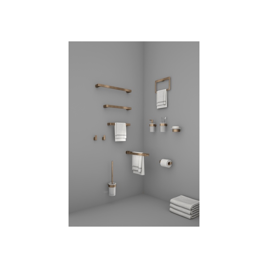 Gedy - Porte-savon mural PIRENEI en verre opalin/bronze