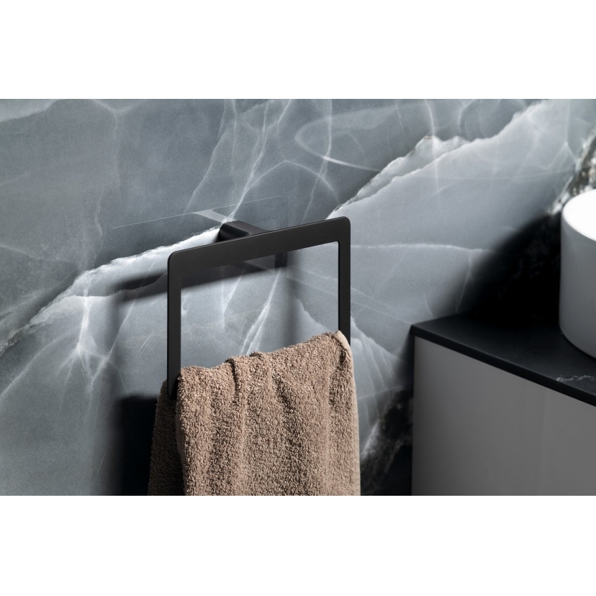 Gedy - Porte-serviettes mural PIRENEI 15x23 cm noir mat