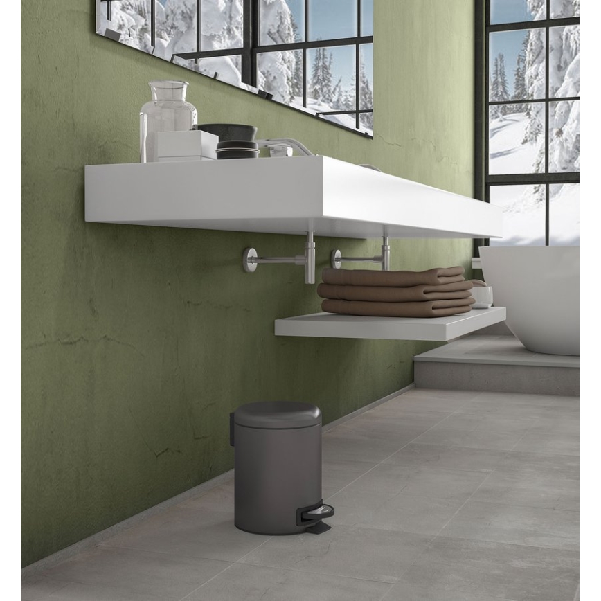 Gedy - Poubelle POTTY 3 l, fermeture amortie, gris métallisé