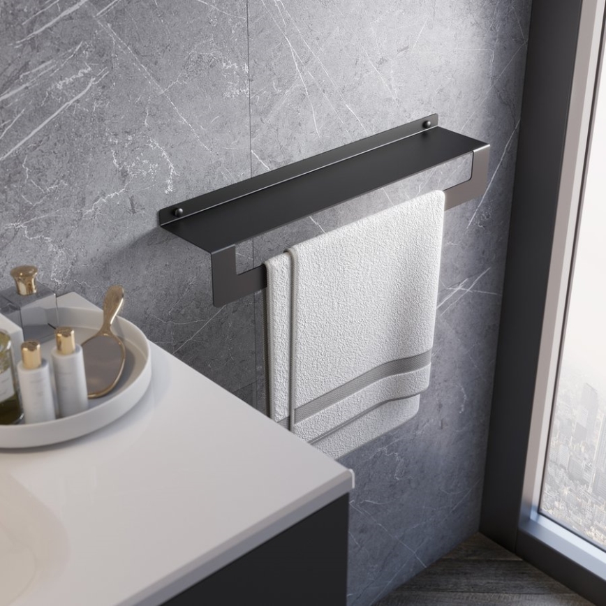 Gedy - Regal mit Handtuchhaken CLEO 50 cm matt schwarz