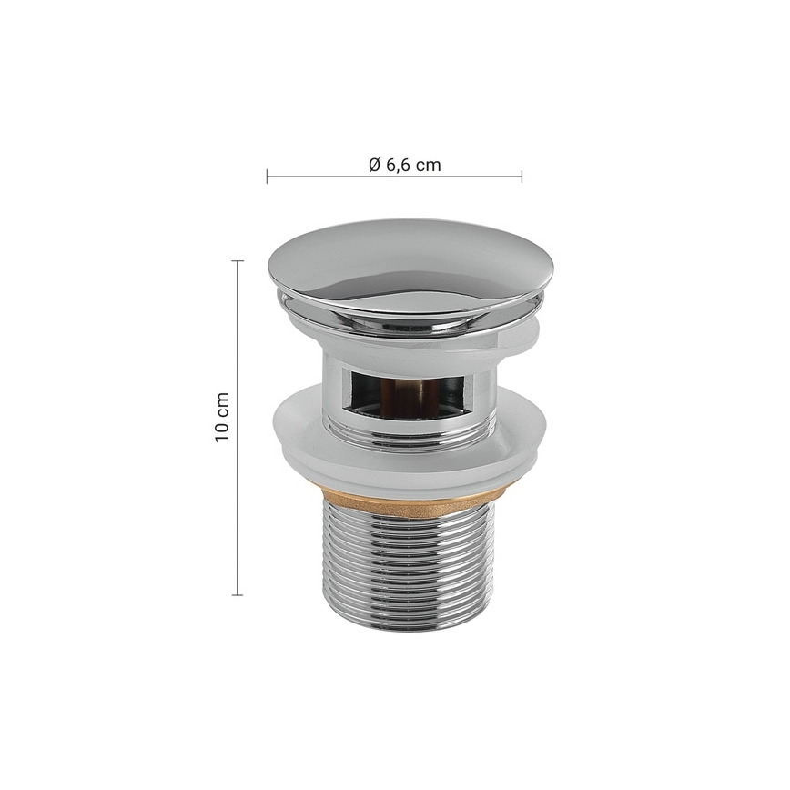 Gedy - Scarico per lavabo CLICK-CLACK Ø 6,6 cm cromo lucido