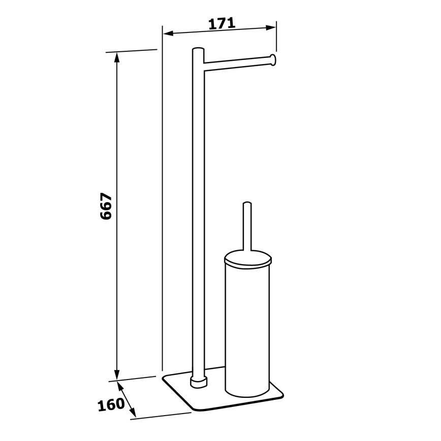 Gedy - Scopino WC da terra con portarotolo FLORI cromo lucido