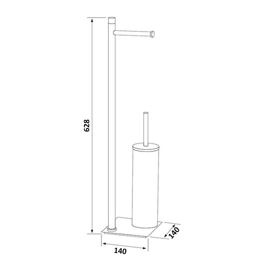 Gedy - Scopino WC da terra con portarotolo TRILLY, grigio metallico
