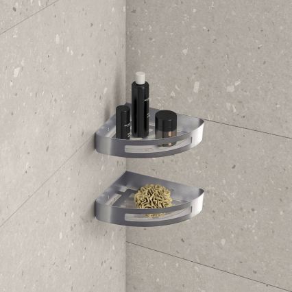 Gedy - SMART Eckablage für die Dusche, 21 x 4,5 cm, metallicgrau