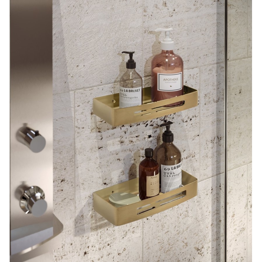 Gedy - SMART Wand-Duschablage 30x12,8 cm mattgoldfarben