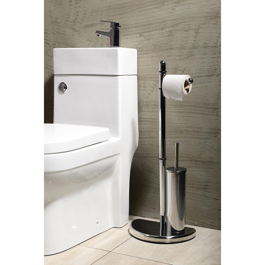 Gedy - Toilettenpapier- und Toilettenbürstenhalter HIBISCUS glänzendes Chrom