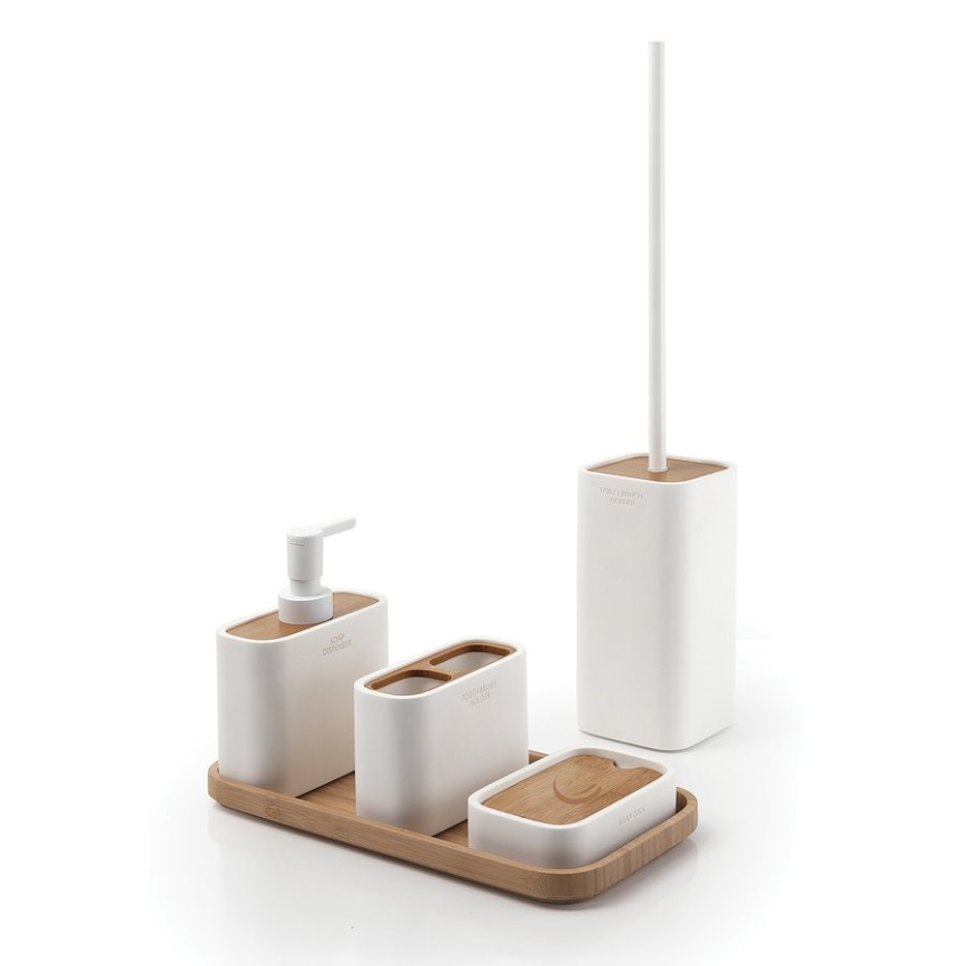 Gedy - Toothbrush supporto NINFEA bianco/bambù