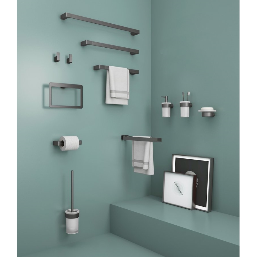 Gedy - Wand-Seifenschale PIRENEI, Milchglas/metallicgrau