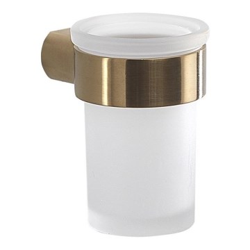 Gedy - Wandhalter für Zahnbürsten PIRENEI satiniertes Glas/mattes Gold