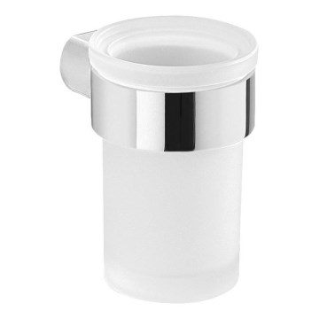 Gedy - Wandmontierter Zahnbürstenhalter PIRENEI milchig Glas/glänzendes Chrom