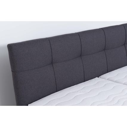 Gepolstertes Bett MARIA 160x200 cm mit Matratze und Stauraum, grau