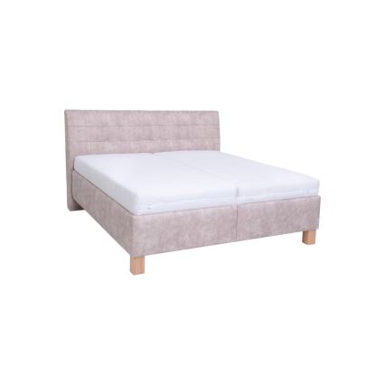 Gepolstertes Bett mit Matratze und Stauraum VIOLET 160x200 cm beige