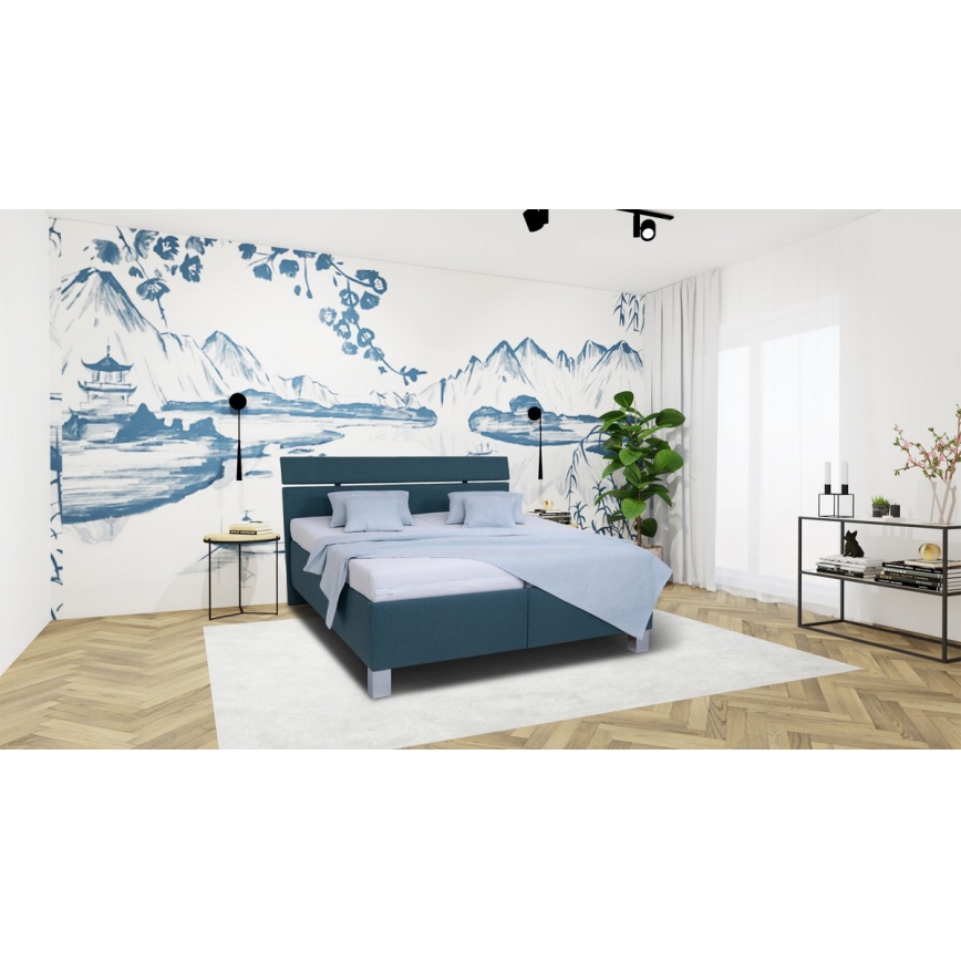 Gepolstertes Bett mit Stauraum ohne Matratze ALIS 180x200 cm petrol