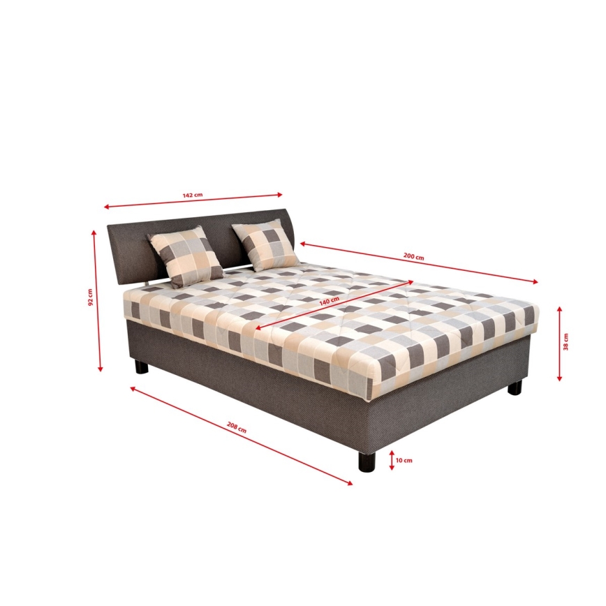 Gepolstertes Bett mit Stauraum und Matratze GEORGE 140x200 cm braun