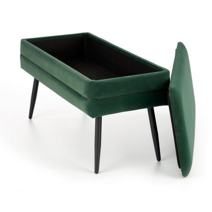 Gesteppte Sitzbank mit Stauraum VELVA 37x78 cm grün/schwarz