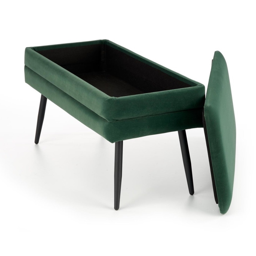 Gesteppte Sitzbank mit Stauraum VELVA 37x78 cm grün/schwarz