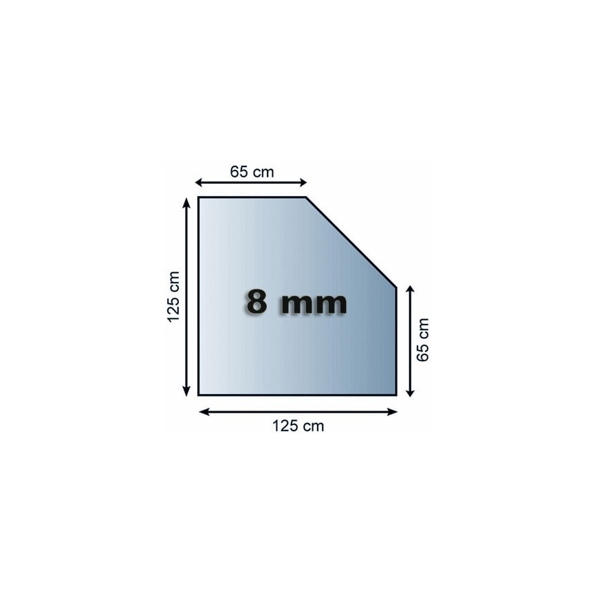 Glas unter dem Kamin 1250x1250x8 mm abgeschrägtes Viereck