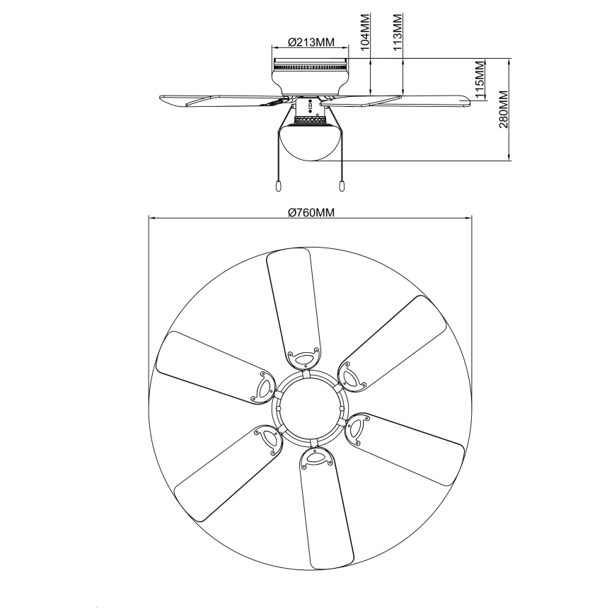 Globo - Ventilatore da soffitto 1xE27/60W/230V