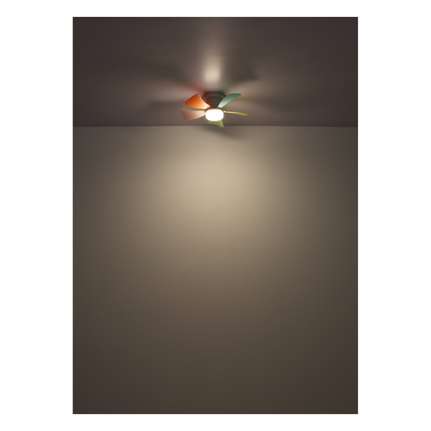 Globo - Ventilatore da soffitto dimmerabile con LED, 10W, 230V, 3000–6500K, multicolore + telecomando
