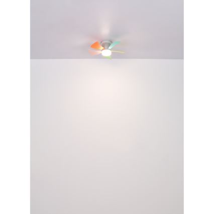 Globo - Ventilatore da soffitto dimmerabile con LED, 10W, 230V, 3000–6500K, multicolore + telecomando