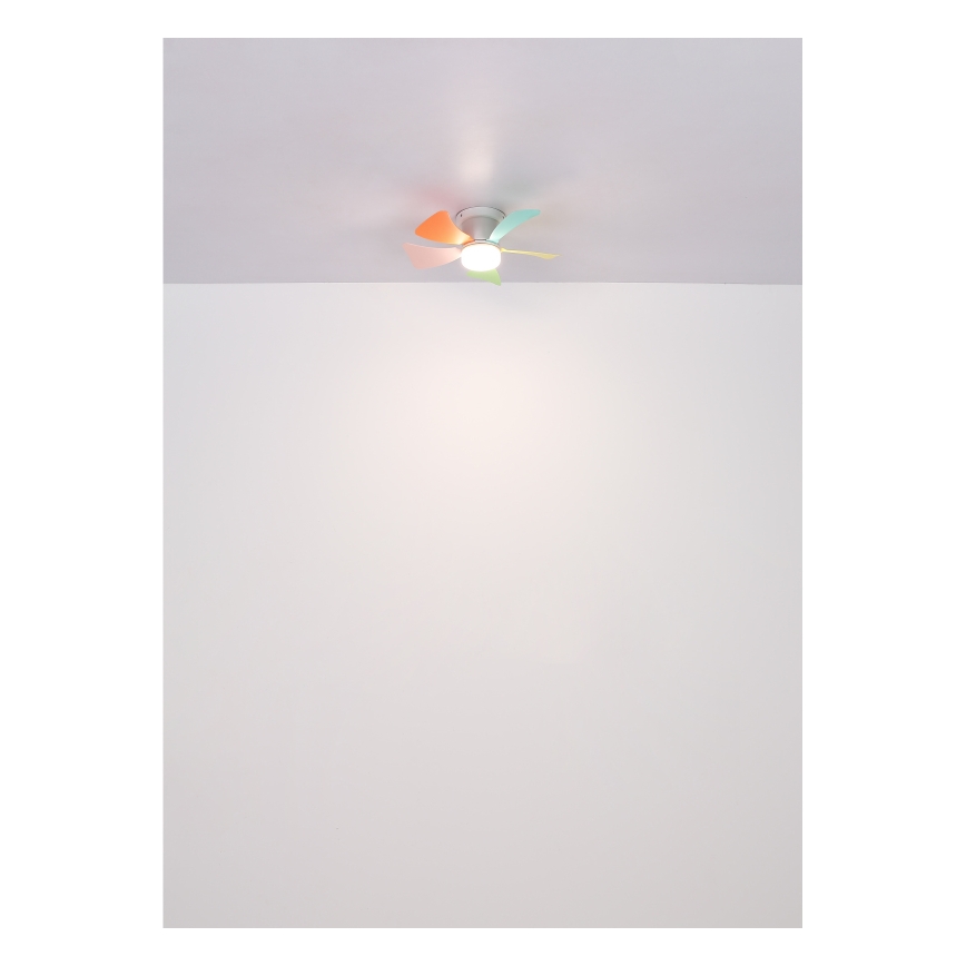 Globo - Ventilatore da soffitto dimmerabile con LED, 10W, 230V, 3000–6500K, multicolore + telecomando