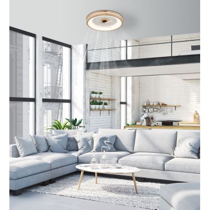 Globo - Dimmbare LED-Deckenleuchte mit Ventilator LED/30W/230V 2700-6500K braun + Fernbedienung