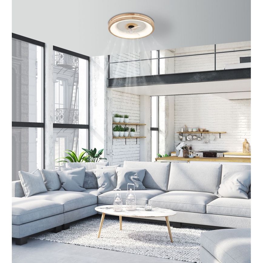 Globo - Dimmbare LED-Deckenleuchte mit Ventilator LED/30W/230V 2700-6500K braun + Fernbedienung