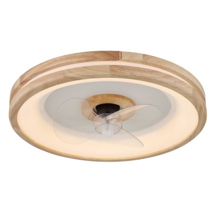Globo - Dimmbare LED-Deckenleuchte mit Ventilator LED/30W/230V 2700-6500K braun + Fernbedienung