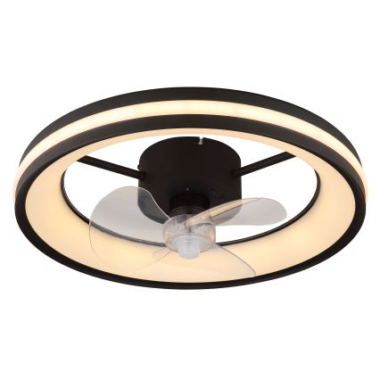 Globo - Dimmbare LED-Deckenleuchte mit Ventilator LED/30W/230V 2700-6500K schwarz + Fernbedienung