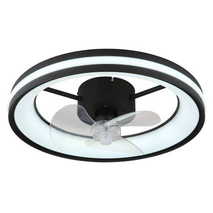 Globo - Dimmbare LED-Deckenleuchte mit Ventilator LED/30W/230V 2700-6500K schwarz + Fernbedienung
