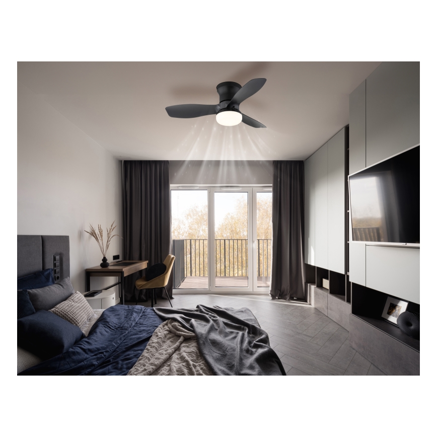 Globo - Dimmbarer Deckenventilator LED/15W/230V 2700-6500K schwarz + Fernbedienung