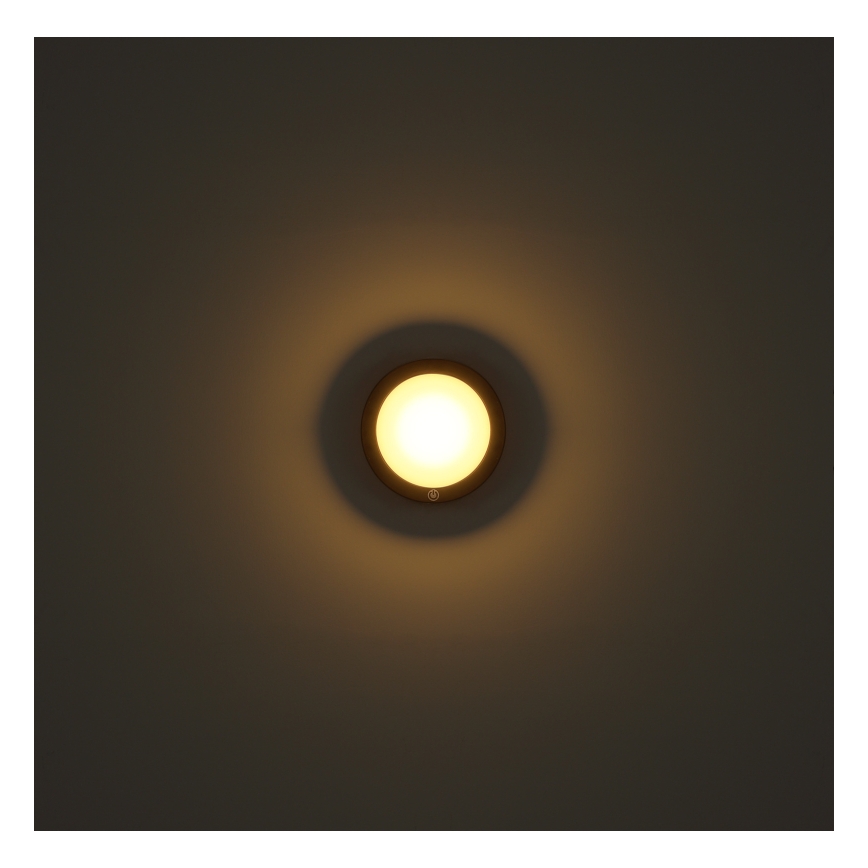 Globo - Applique murale tactile rechargeable LED/1,2W/3,7V d. 15 cm 1800 mAh noir