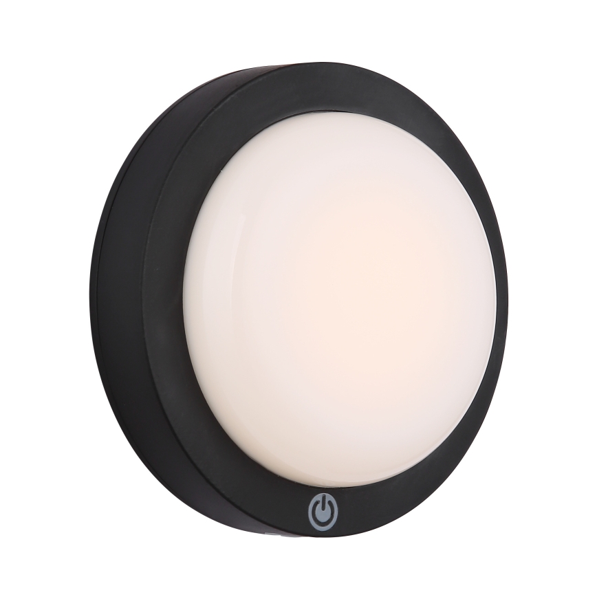 Globo - Applique murale tactile rechargeable LED/1,2W/3,7V d. 15 cm 1800 mAh noir