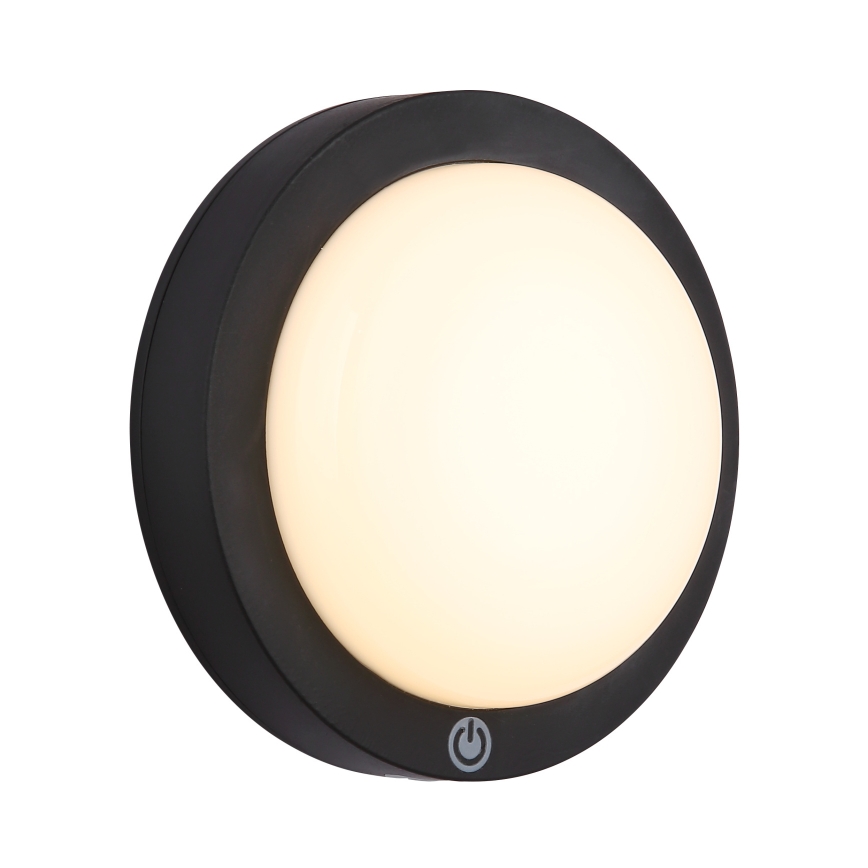 Globo - Applique murale tactile rechargeable LED/1,2W/3,7V d. 15 cm 1800 mAh noir