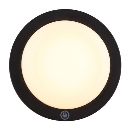 Globo - Applique murale tactile rechargeable LED/1,2W/3,7V d. 15 cm 1800 mAh noir