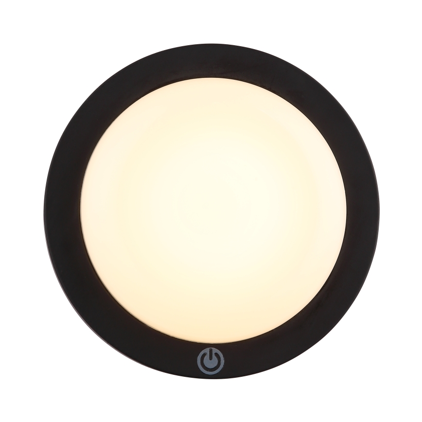 Globo - Applique murale tactile rechargeable LED/1,2W/3,7V d. 15 cm 1800 mAh noir