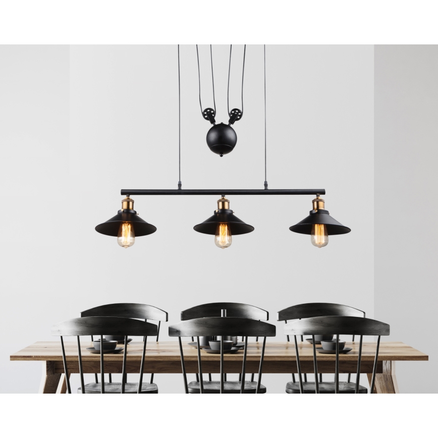 Globo - Suspension filaire 3xE27/60W/230V