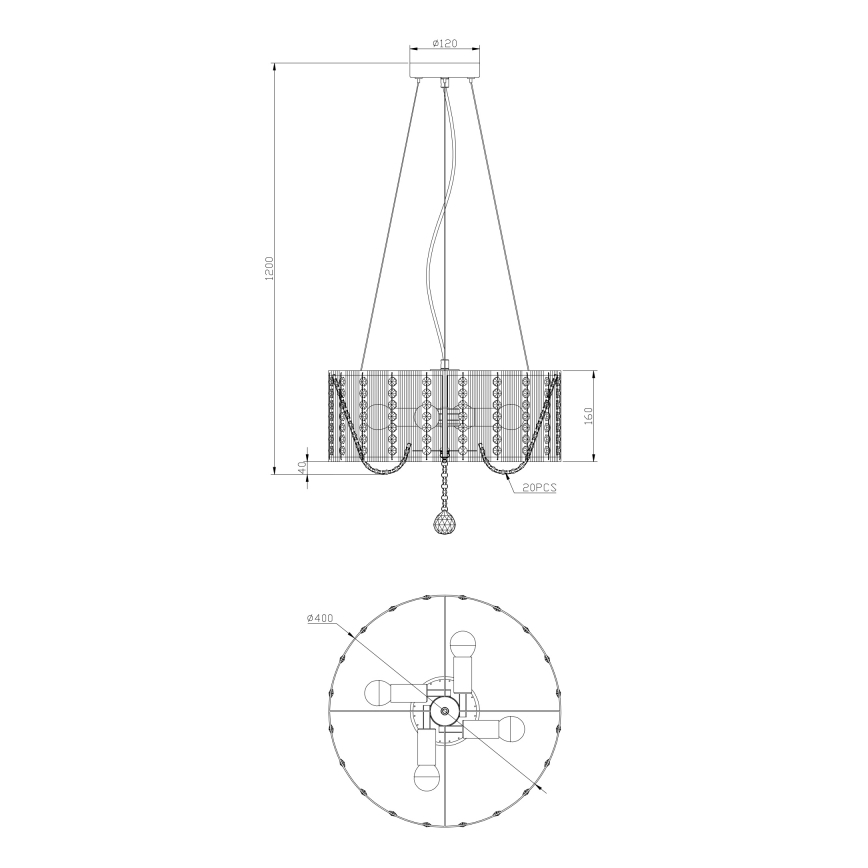 Globo - Lampadario di cristallo a sospensione 4xE14/40W/230V