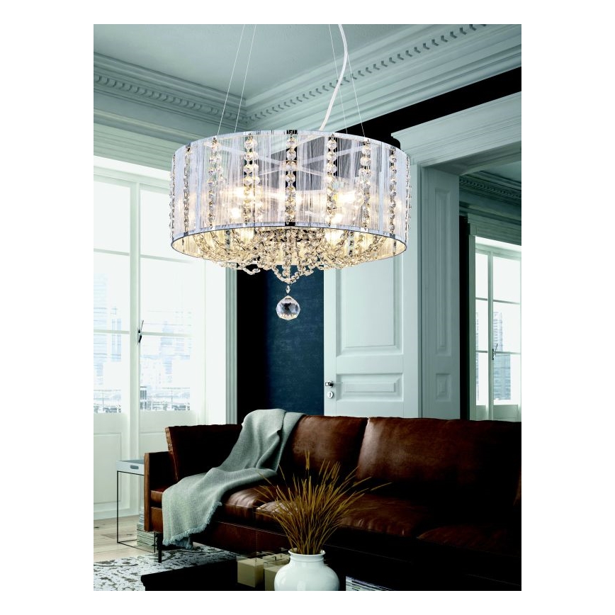 Globo - Suspension filaire en cristal 4xE14/40W/230V