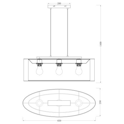 Globo - Suspension filaire 3xE27/60W/230V