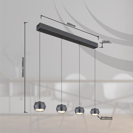 Globo - Lampadario LED a sospensione con filo 4xLED/6W/230V