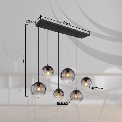 Globo - Lampadario a sospensione con filo 6xE27/60W/230V