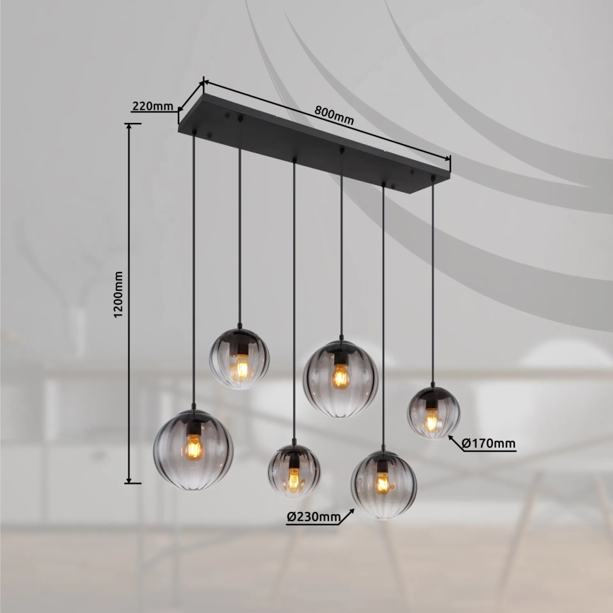 Globo - Lampadario a sospensione con filo 6xE27/60W/230V