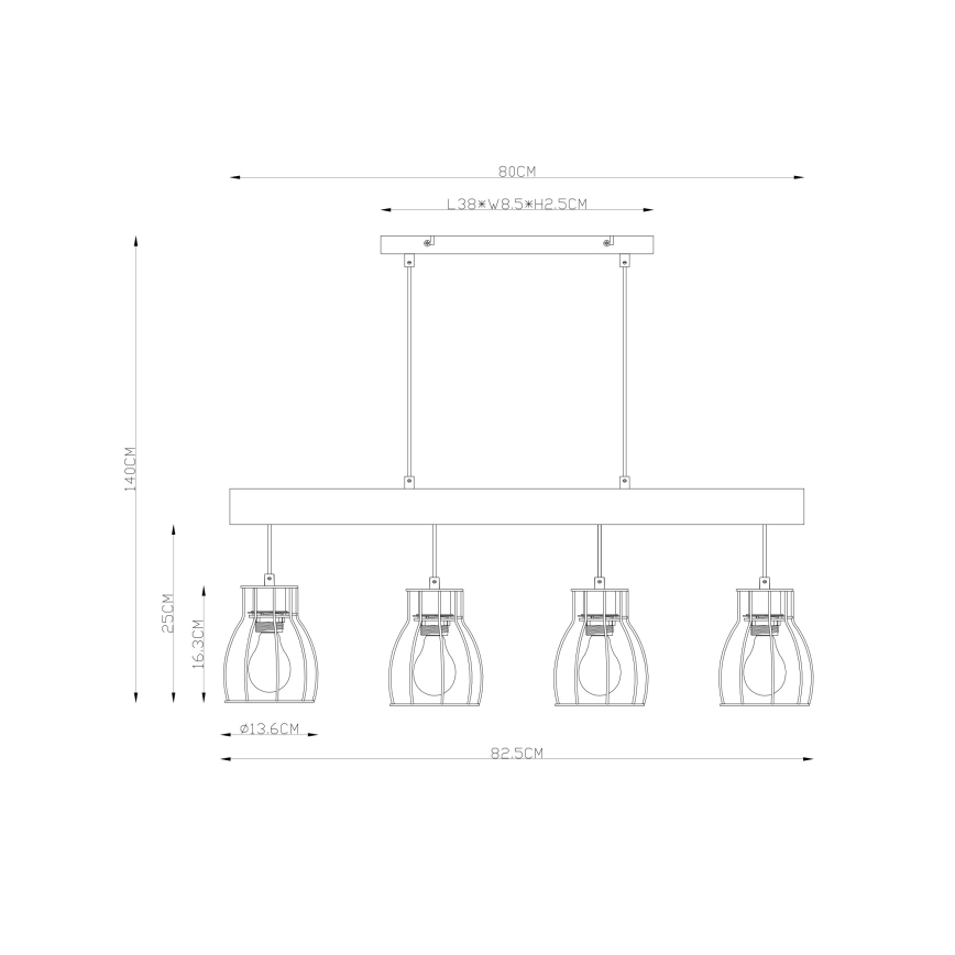 Globo - Hängeleuchte an Kabel 4xE27/40W/230V
