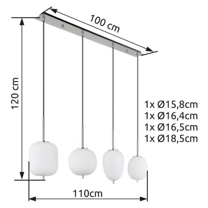 Globo - Lampadario a sospensione con filo 4xE14/40W/230V bianco