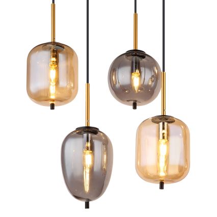 Globo - Lampadario a sospensione con filo 8xE14/40W/230V ottone